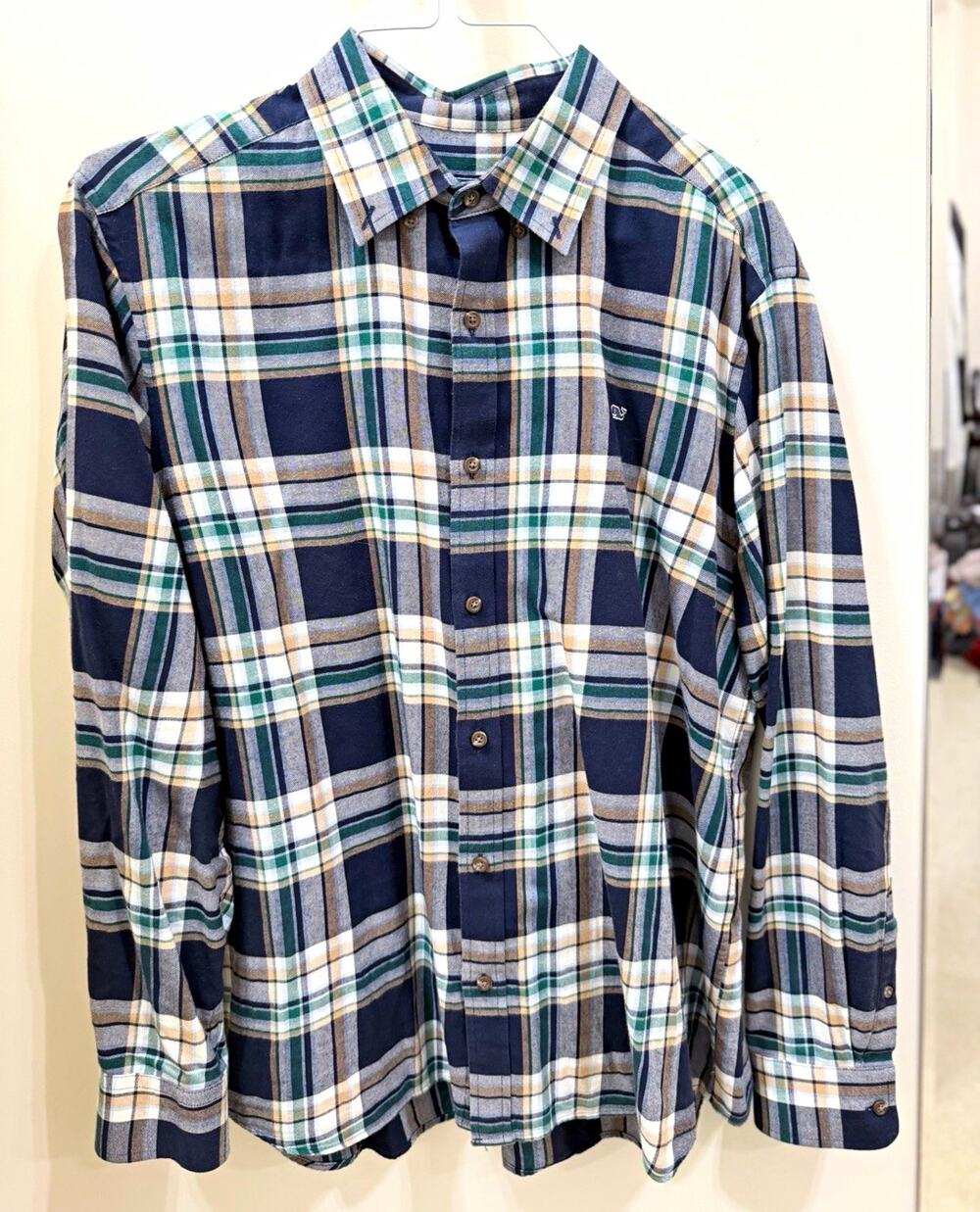 Vineyard Vines Classic Fit Whale Shirt XL Plaid Flannel Cotton Pockets